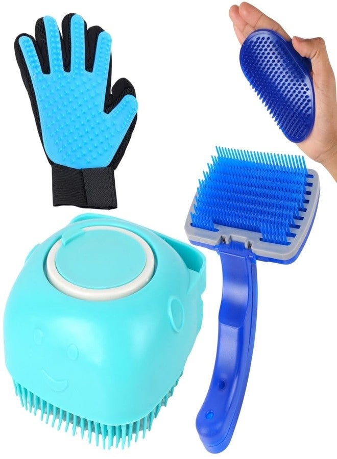 مجموعة ريجيس للعناية بالحيوانات الأليفة، مجموعة من 4 قطع تتضمن فرشاة استحمام، وفرشاة تصفيف، وقفاز تدليك، وليفة تنظيف، متعددة الألوان - Image 1